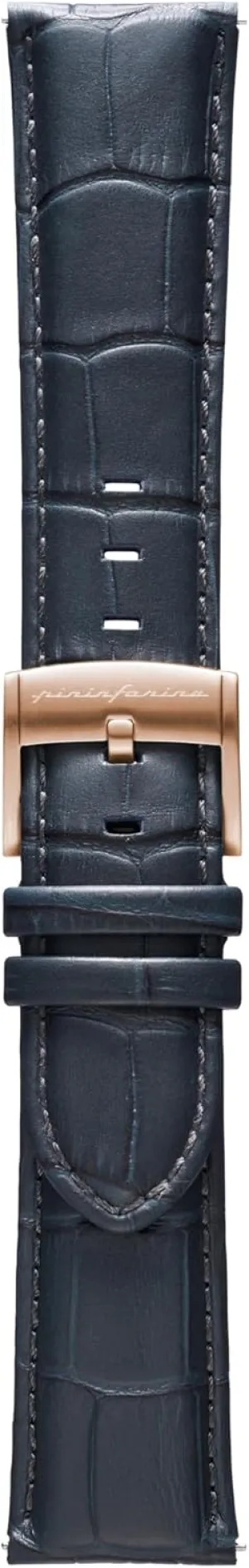 for Senso Hybrid Smart Watch with Steel Buckle & Quick Release - Dark Grey Croco Pattern pininfarina Croco Pattern Watch Strap - Genuine Italian Leather 22 shortcut mm Band 