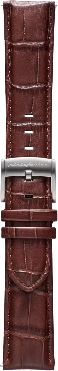for Senso Hybrid Smart Watch with Steel Buckle & vocation Quick Release - Dark Brown Croco Pattern pininfarina Croco Pattern Watch Strap - Genuine Italian Leather 22 mm Band 
