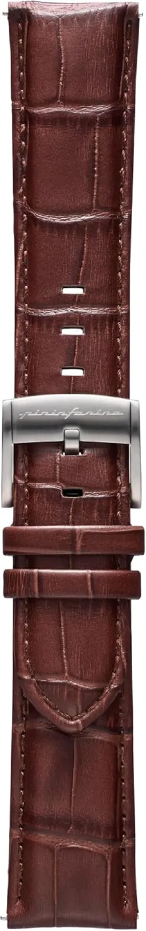 for Senso Hybrid Smart Watch with Steel Buckle & vocation Quick Release - Dark Brown Croco Pattern pininfarina Croco Pattern Watch Strap - Genuine Italian Leather 22 mm Band 