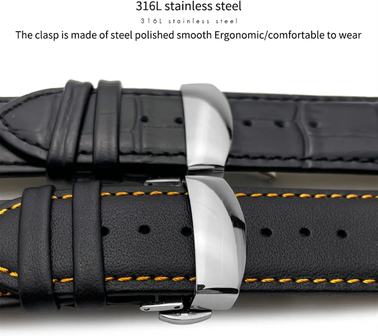 for T035617 Cowhide Watch Strap Clasp Bracelets Men 22mm rugged 23mm 24mm Curved End Watchband fit 