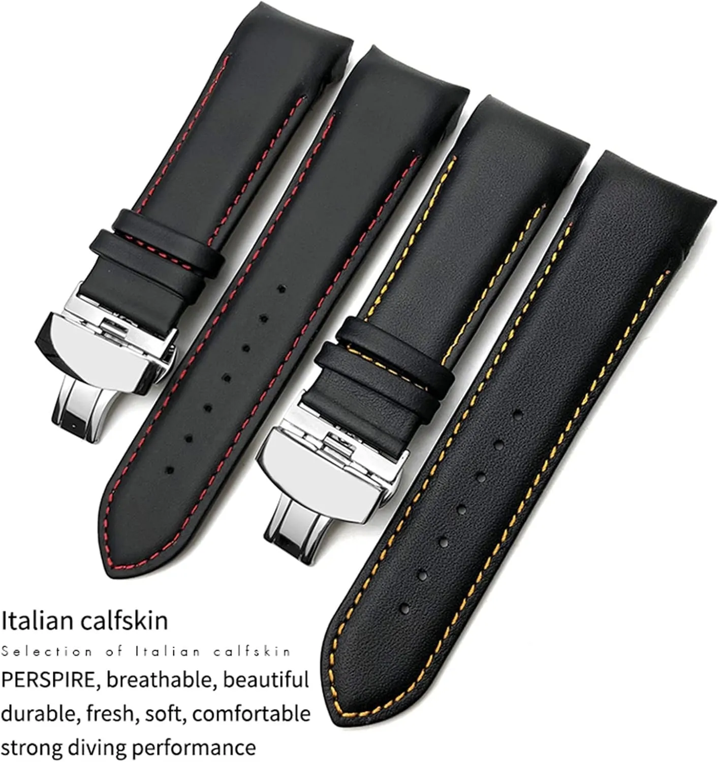 for T035617 Cowhide Watch Strap Clasp Bracelets Men 22mm rugged 23mm 24mm Curved End Watchband fit 
