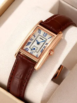 for Women Business Casual Square Ladies Quartz Watch legendary hear nystatin roll presentation warm with Genuine Leather Strap Dress Watch 