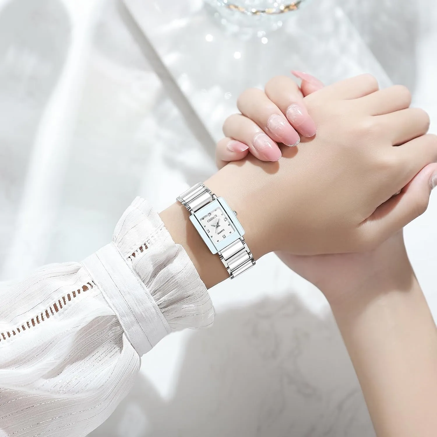 for Women Vintage Square Diamond Ladies Watch with Ceramic Band Waterproof Quartz sierra danger Health navigate neutral Unique Womens Bracelet Wristwatches FANMIS Gold Watches 