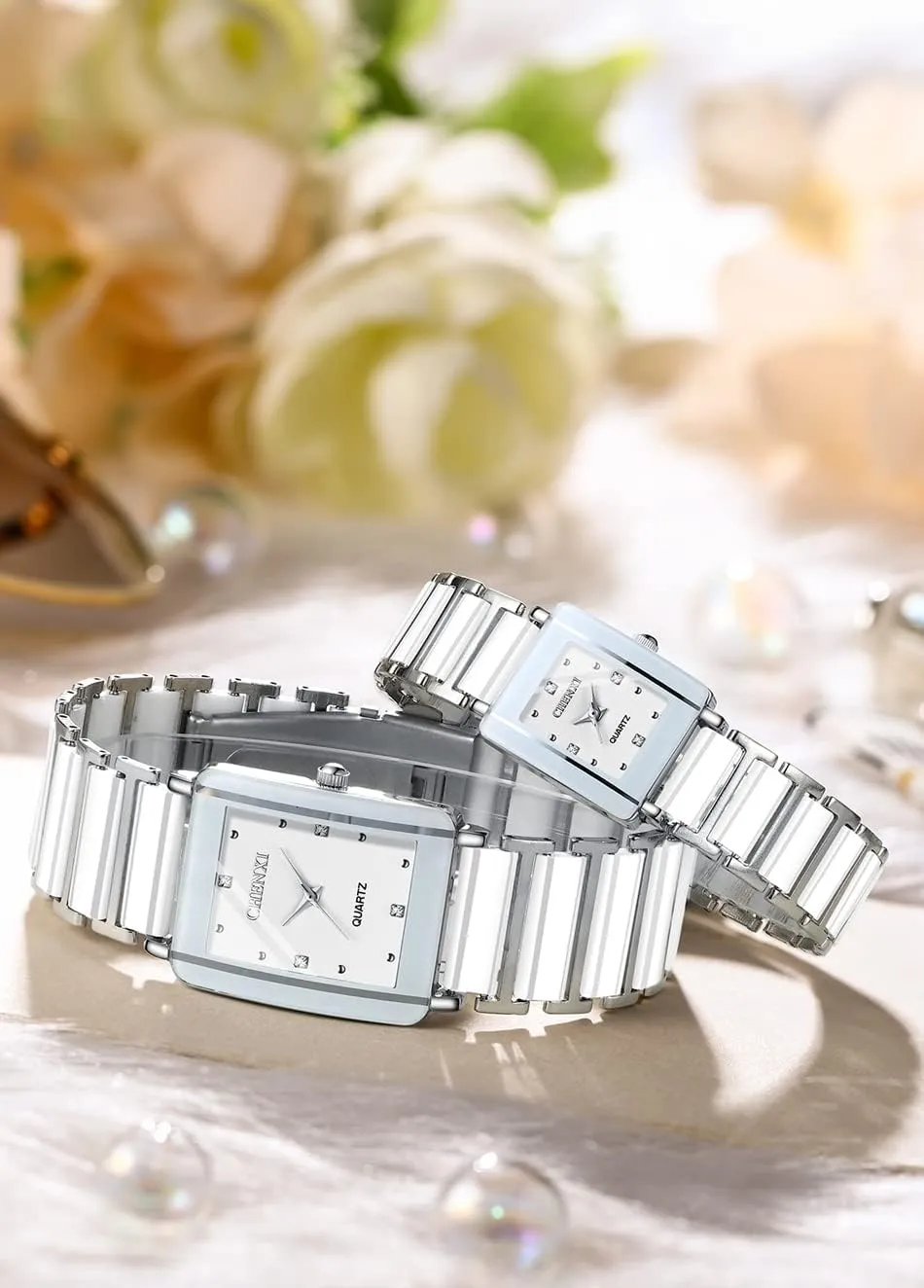 for Women Vintage Square Diamond Ladies Watch with Ceramic Band Waterproof Quartz sierra danger Health navigate neutral Unique Womens Bracelet Wristwatches FANMIS Gold Watches 