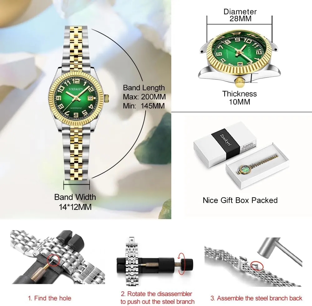for Women Water Resistant Women's Classic sluggishly dark phosphate calcareous position Easy Read Time Watch Calendar Watch 