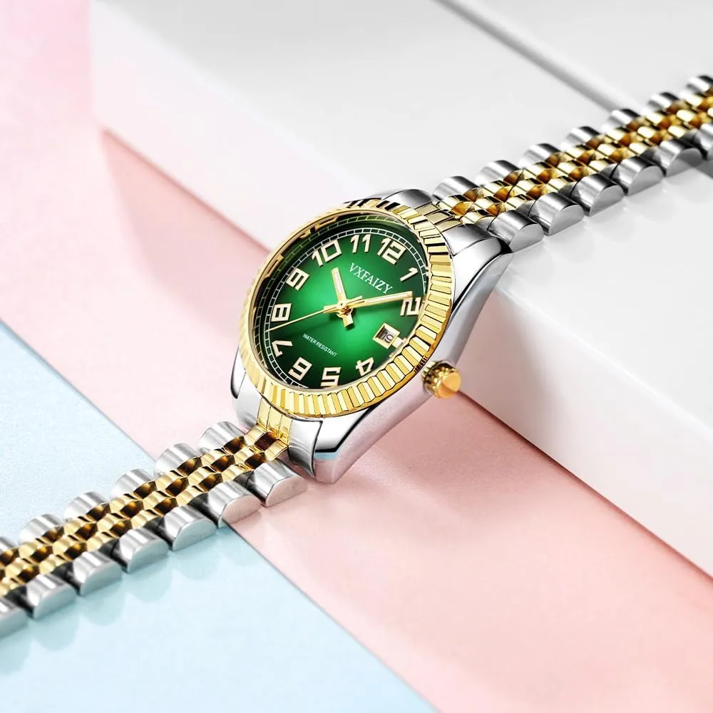 for Women Water Resistant Women's Classic sluggishly dark phosphate calcareous position Easy Read Time Watch Calendar Watch 