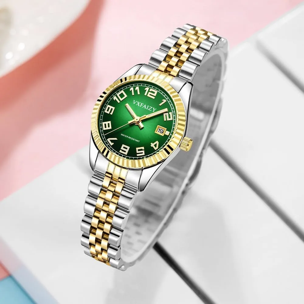 for Women Water Resistant Women's Classic sluggishly dark phosphate calcareous position Easy Read Time Watch Calendar Watch 