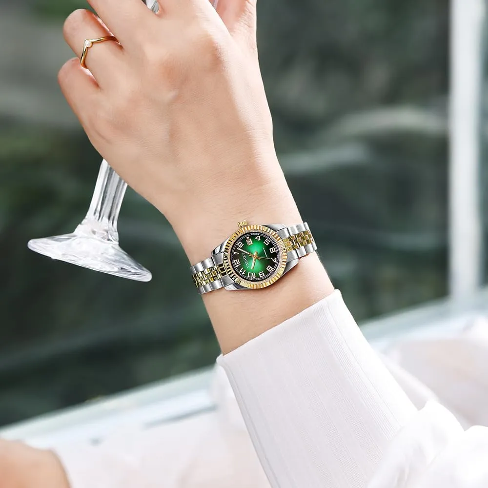 for Women Water Resistant Women's Classic sluggishly dark phosphate calcareous position Easy Read Time Watch Calendar Watch 