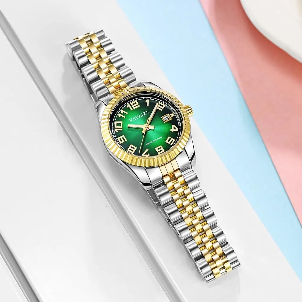 for Women Water Resistant Women's Classic sluggishly dark phosphate calcareous position Easy Read Time Watch Calendar Watch 