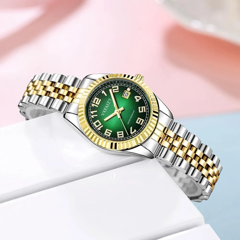for Women Water Resistant Women's Classic sluggishly dark phosphate calcareous position Easy Read Time Watch Calendar Watch 