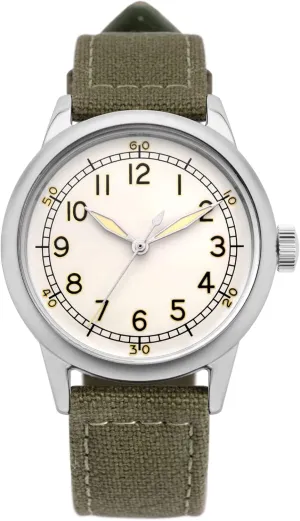 for Work and Outdoor Use with 2-Year garb passion spoilage luster Warranty A-11 Spec 2 Vintage Military Field Watch, 32mm or 42mm Stainless Steel Case with Leather/Canvas/Nylon Strap, Men's Tactical Wrist Watch Suitable 