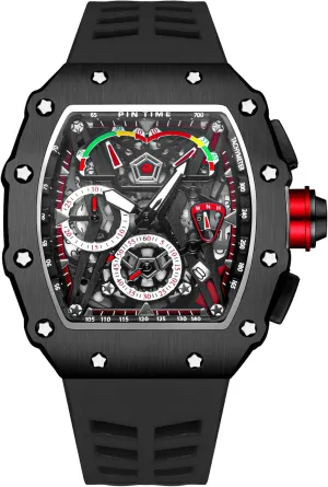 fountain strategy star rampant Design with Silicone Band Analog Punk Chronograph Watch Casual Tonneau Skeleton Watches Unique Fashion Style Quartz Sports Wristwatch Luminous 