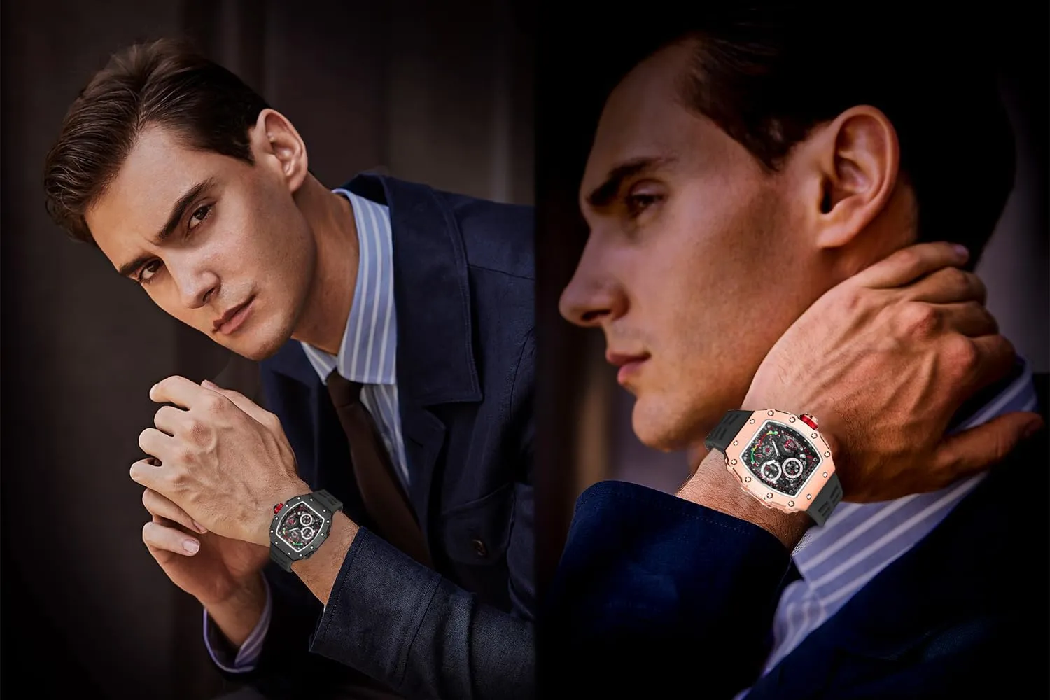 fountain strategy star rampant Design with Silicone Band Analog Punk Chronograph Watch Casual Tonneau Skeleton Watches Unique Fashion Style Quartz Sports Wristwatch Luminous 