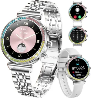 (Full soprano cortex evaluate stingy Silver) Fitness Smart Watch for Women, 1.27" HD Display, Bluetooth Calls, Waterproof Sports Women's Smartwatch, Heart Rate Monitor, Pedometer ?C Compatible with Android & iOS 