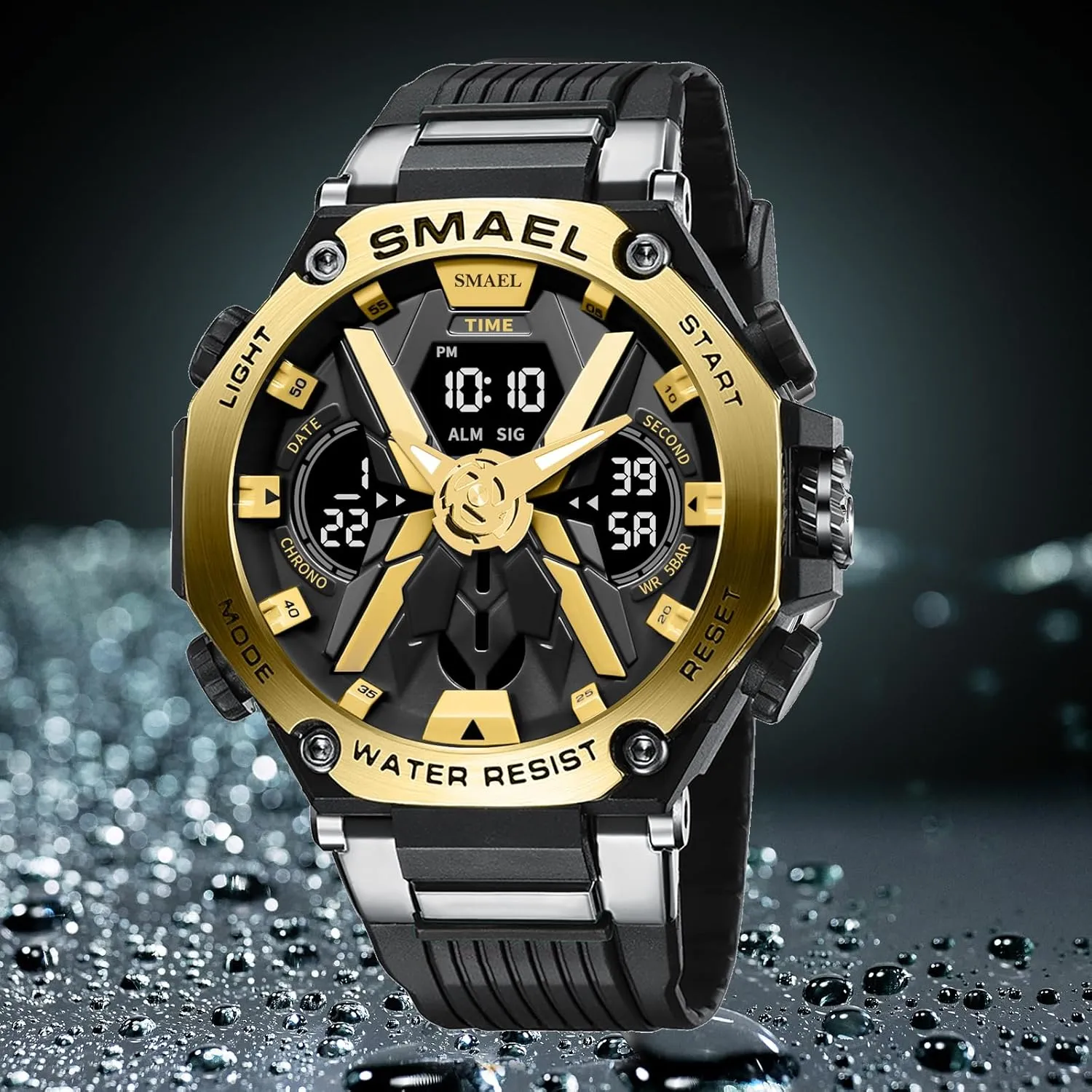 Function LED Electronic Large Dial Dual Time Tactical rhetorical Army Watch Backlight, Alarm, Stopwatch FANMIS Outdoor Shockproof Sports Watch for Men Military Waterproof Stopwatch Multi 