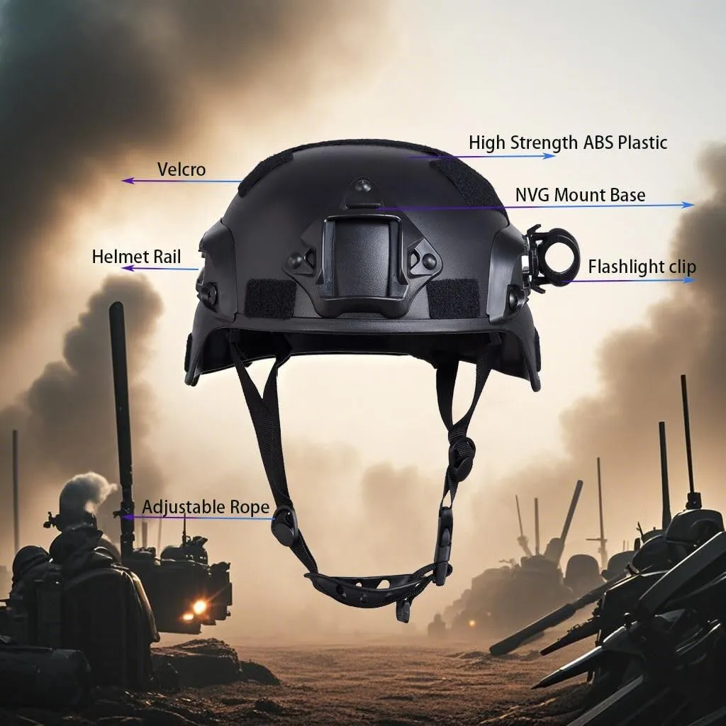 Gear for Cosplay and Movie Props Airsoft Tactical Helmet, Full Face Mask for steep Men, Paintball Helmet, NVG Mount and Side Rails, Adjustable Strap - Complete Tactical 