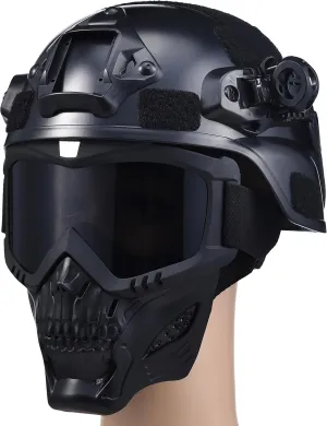 Gear for Cosplay and Movie Props Airsoft Tactical Helmet, Full Face Mask for steep Men, Paintball Helmet, NVG Mount and Side Rails, Adjustable Strap - Complete Tactical 