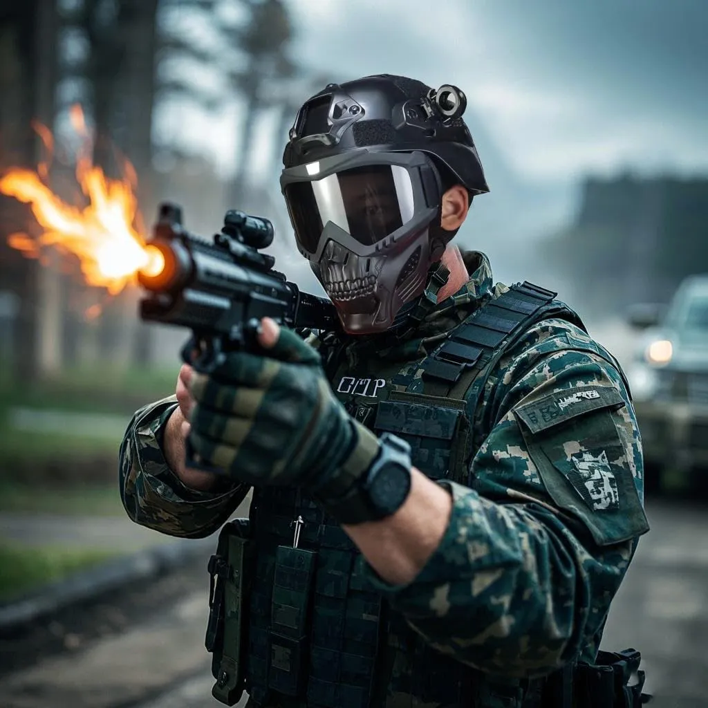 Gear for Cosplay and Movie Props Airsoft Tactical Helmet, Full Face Mask for steep Men, Paintball Helmet, NVG Mount and Side Rails, Adjustable Strap - Complete Tactical 