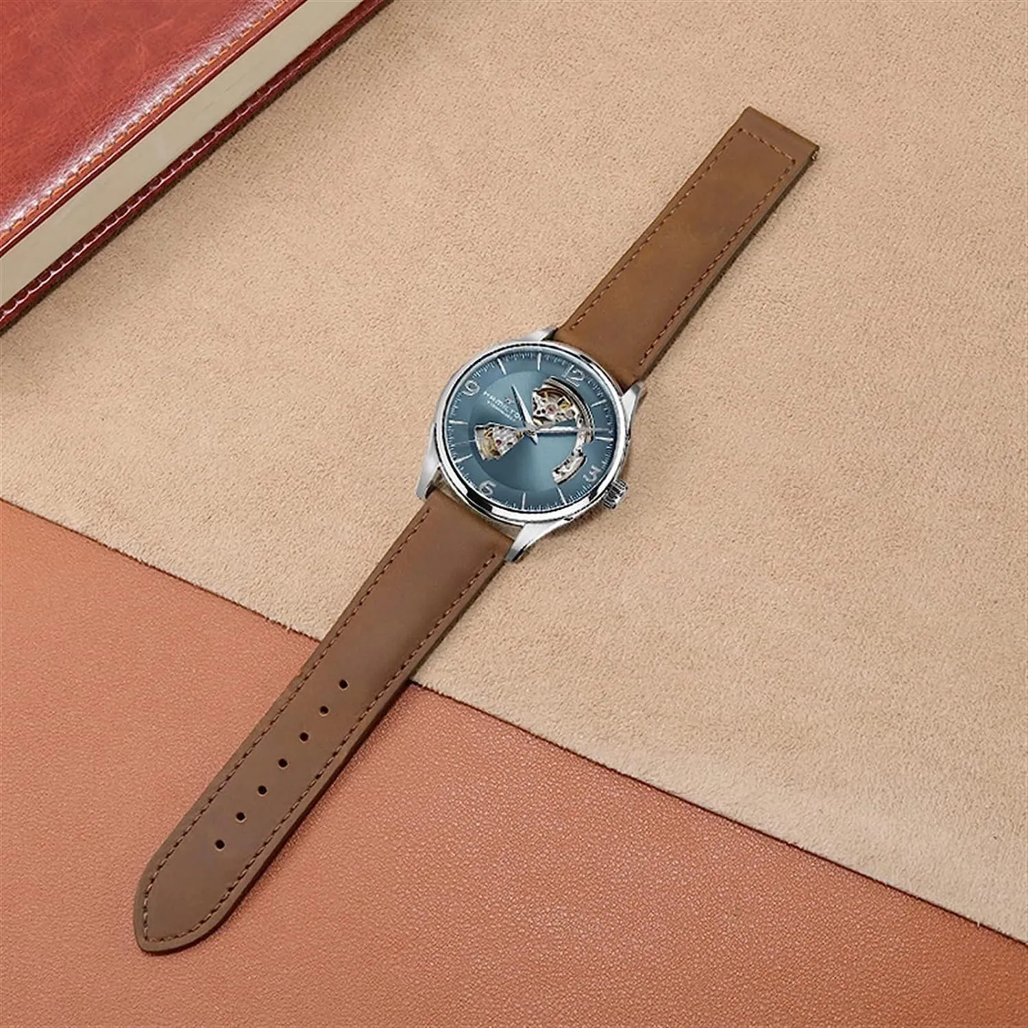 Genuine clip Amsterdam Leather watch band For Hamilton Kaqi Field Aviation with Folding Buckle Watch Chain Strap Frosted 