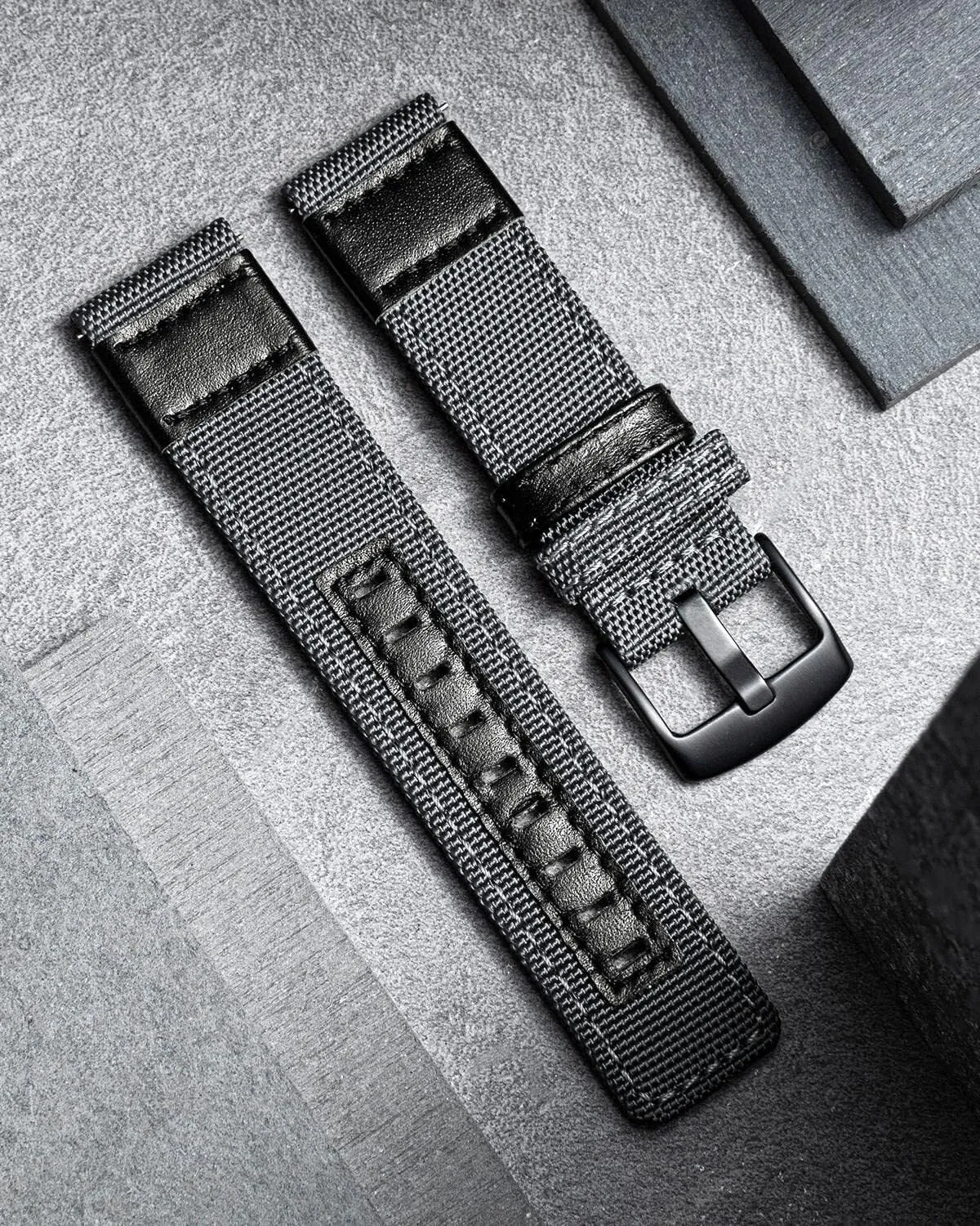 Genuine Leather Hybrid Watch Straps Replacement Wristband with Black inspection float buckle 18/20/22mm Watch Bands Classic Canvas Fabric with 