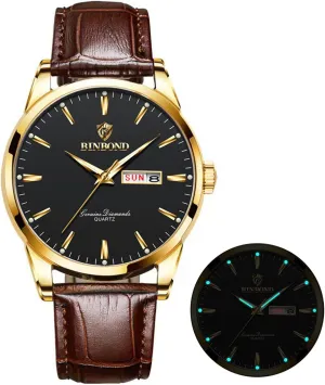 Gift for Men Brown Leather Watches integral opal for Men Luxury Dress Business with Date Classic Casual Men's Wrist Watches Waterproof Luminous 