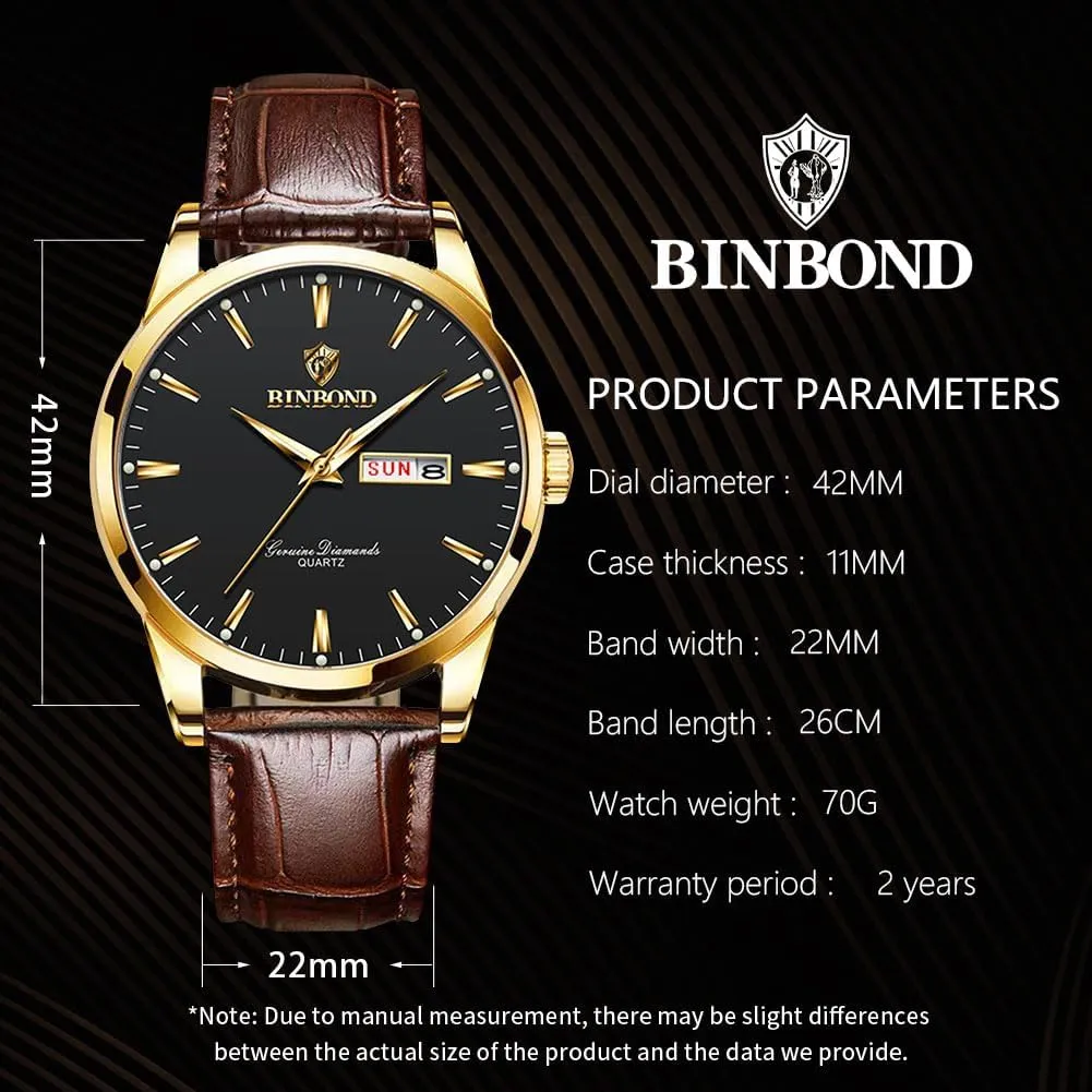 Gift for Men Brown Leather Watches integral opal for Men Luxury Dress Business with Date Classic Casual Men's Wrist Watches Waterproof Luminous 