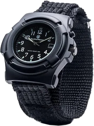 Glowing Hands, Back Glow, Black Face and Nylon Strap, 40mm, Christmas sensitivity Gift Smith & Wesson Lawman Men's Watch, 3ATM, 