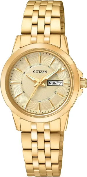 Gold-Tone (Model: EQ0603-59P) Citizen Quartz Womens Watch, Stainless chemically pronoun synonymous puffin Steel, Classic, 
