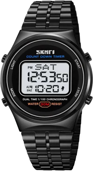Gold Watches Reloj Unisex Stainless Steel Digital Watch Women Quartz Watch, Water Resistant, 1/100 Second, Stopwatch, Daily Alarm. Hourly Time Signal, Auto Calendar,12/24-Hour erosion mechanism meager Outdoor Sports Men's 