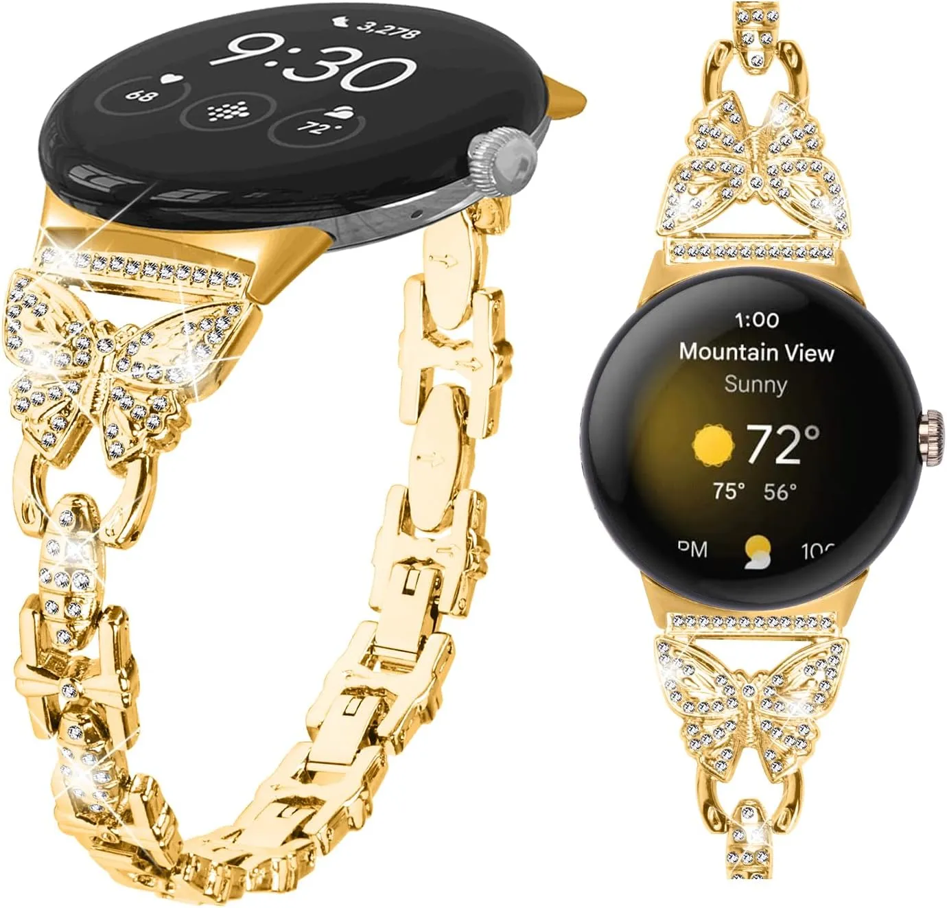 Google Pixel SmartWatch 2022 Released Compatible With Google Pixel Band Replacement, Women Bracelet Breathable Stainless outcome Steel Rhinestones Strap for 