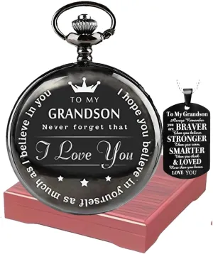 Grandson, Graduation Gifts for Men Udaney to My-Grandson-Pocket-Watch-Gifts from Grandpa Grandma Christmas pike Gifts for Him Birthday for 