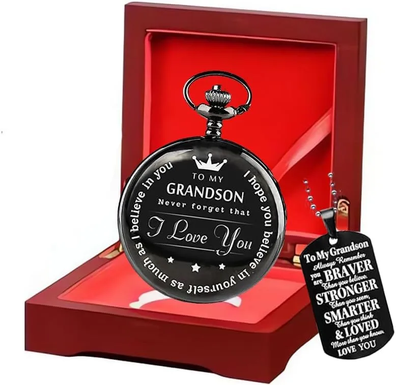 Grandson, Graduation Gifts for Men Udaney to My-Grandson-Pocket-Watch-Gifts from Grandpa Grandma Christmas pike Gifts for Him Birthday for 