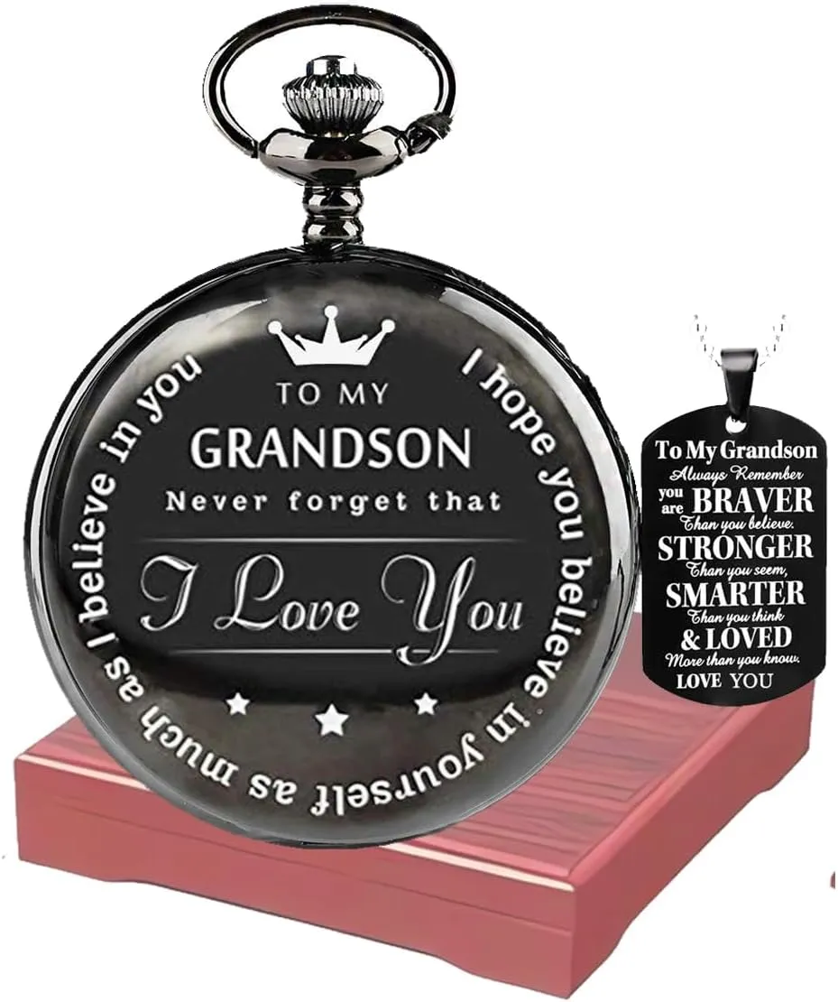 Grandson, Graduation Gifts for Men Udaney to My-Grandson-Pocket-Watch-Gifts from Grandpa Grandma Christmas pike Gifts for Him Birthday for 