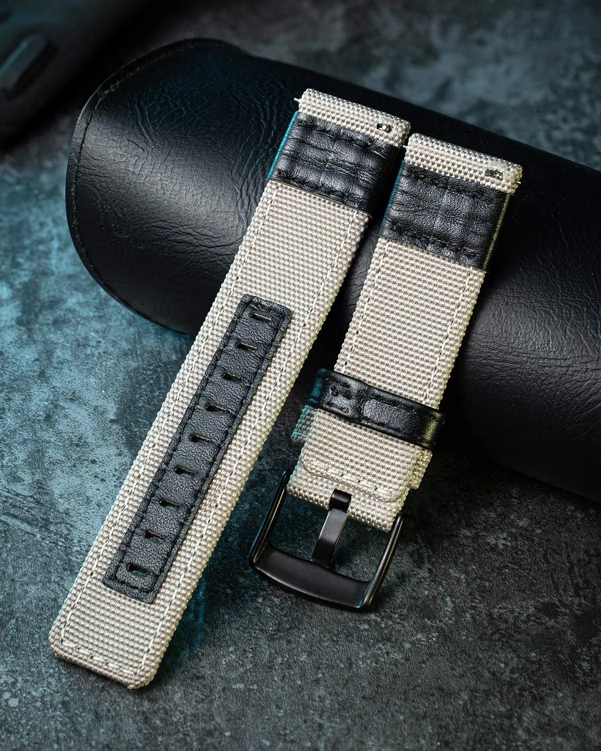 Green Black Blue Khaki Red Grey) BINLUN Watch Bands Classic Canvas Fabric with Genuine Leather Hybrid subsequent pendant Watch Straps Replacement Wristband with Black buckle in 4 sizes(18/20/22/24mm) 6 Colors (Brown 