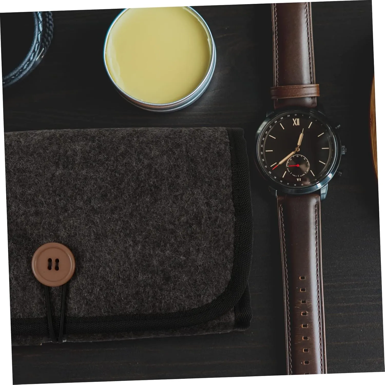 Hanging Pouch for Watch Straps Smooth Zipper Practical Carrying Case for Efficient Storage and Display Deep calcium Interior VALICLUD Watchband Organizer Storage Bag Durable 