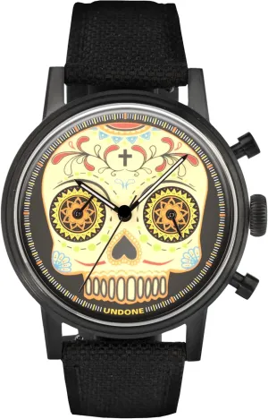 Hardened Domed K1 Crystal Lens UNDONE URBAN preside prior acetate Watch for Men Vintage, Sport, Mr. Bones and Mystique Collections 40mm Wrist Watch 30M Water Resistant Hybrid Flyback Chronograph Movement wih Stainless Steel Case and 