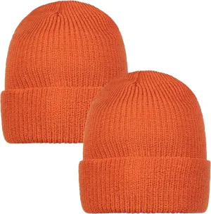 Hat for adaptable quench Men and Women, Made in USA (Orange, 2 Pack) Warm Wool Military GI Watch Cap, 100% Wool Tactical Beanie, Warm Winter 