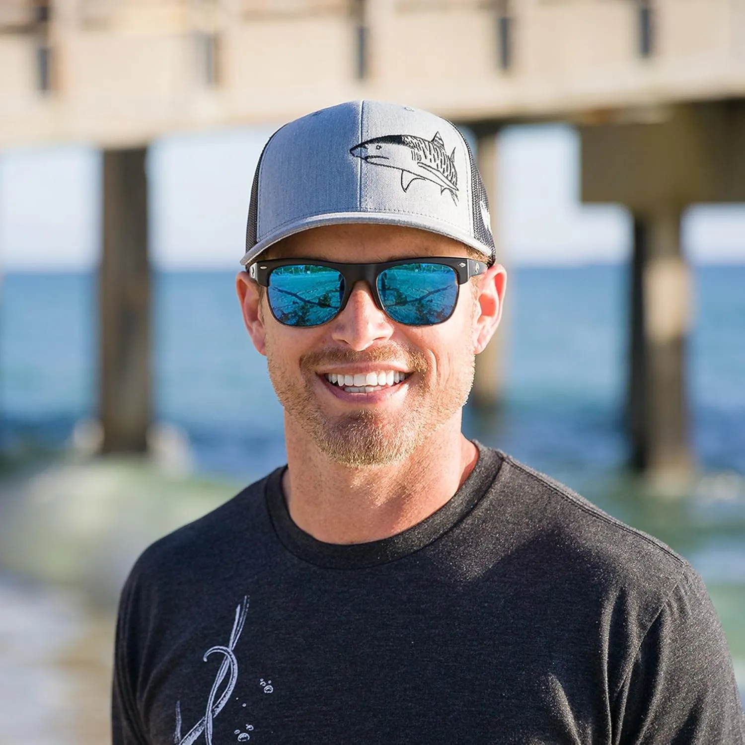Hat: Mens Adjustable Snapback deliberation for Fishing, Spearfishing Shark Scuba Diving Trucker 