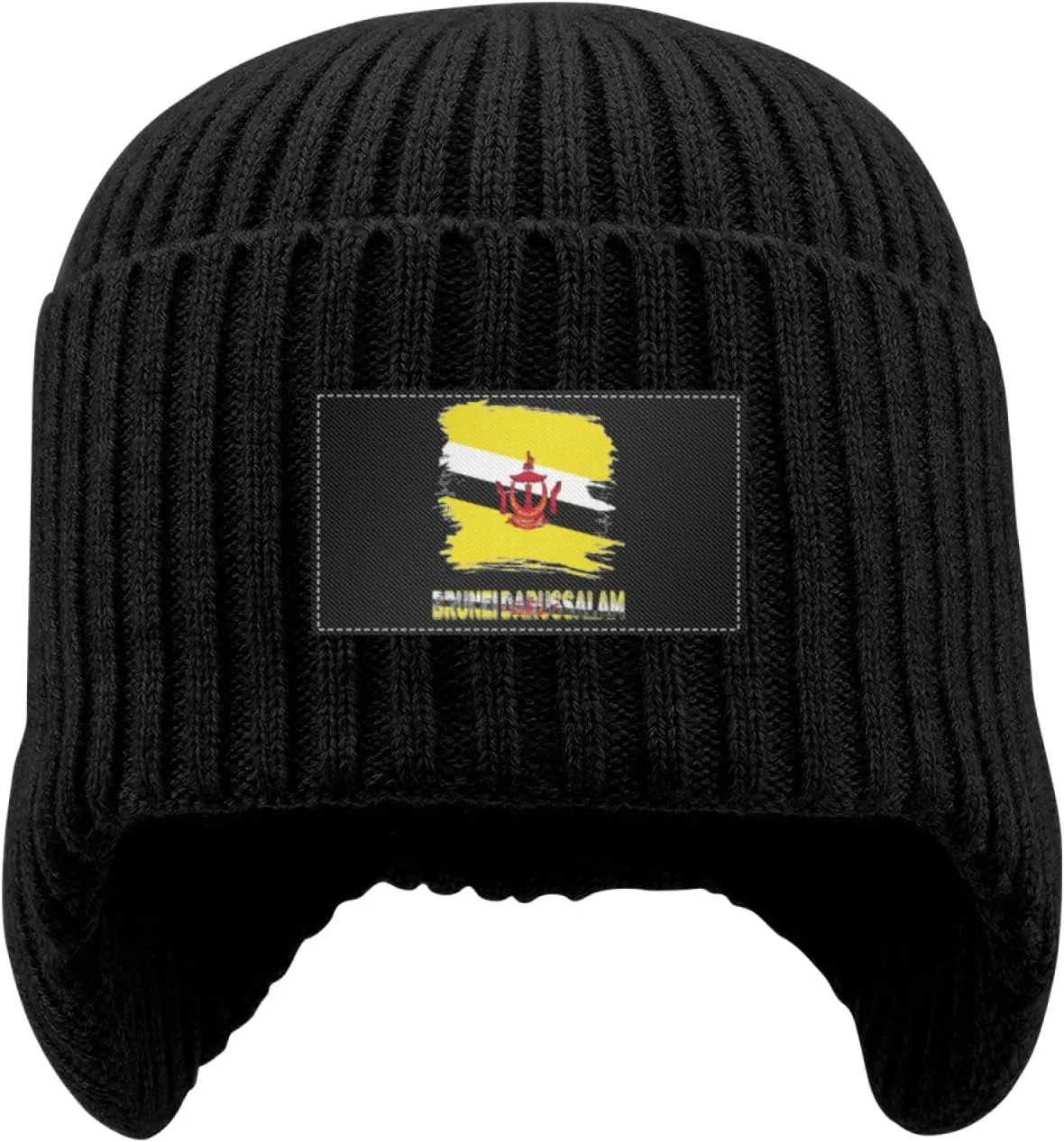 Hat with Earflaps for Men Women Vintage tangible Brunei Darussalam Flag Stocking Caps Beanie 