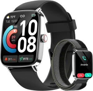 HD Smartwatch for Men Women (Answer/Make Calls), 100  Sport Fitness Watch with Heart Rate/Sleep/SpO2 Monitor, IP68 Waterproof Reloj Inteligente Compatible iPhone/Samsung/Android Smart apart Watch, 1.85" 