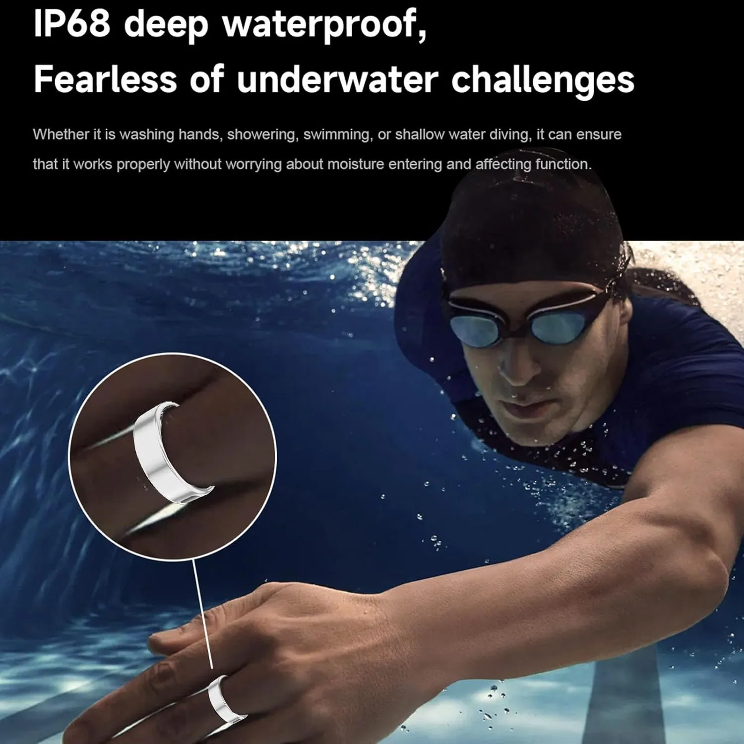 Health (Size 11 (20.7mm / 0.81in)) Smart Ring, Fitness Tracker Men Women Touch Screen IP68 Health Exercise Redord Steps with Charging Bay Supports tycoon Multiple Sports Modes 