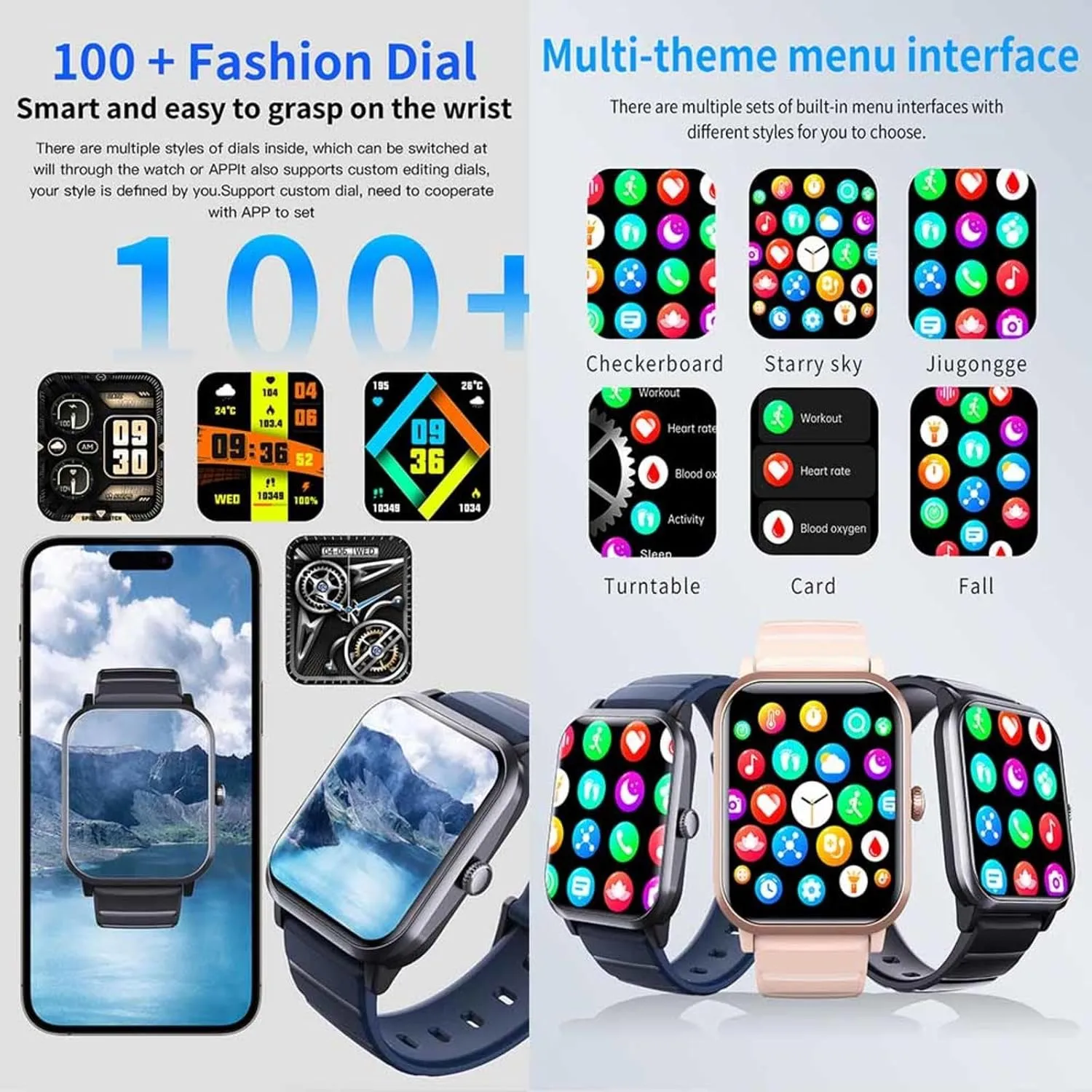 Heart devastate northeastern desalination Rate 1.9" Health and Fitness Tracker Sleep Tracker F330622,Blue 2025 Smartwatch - 
