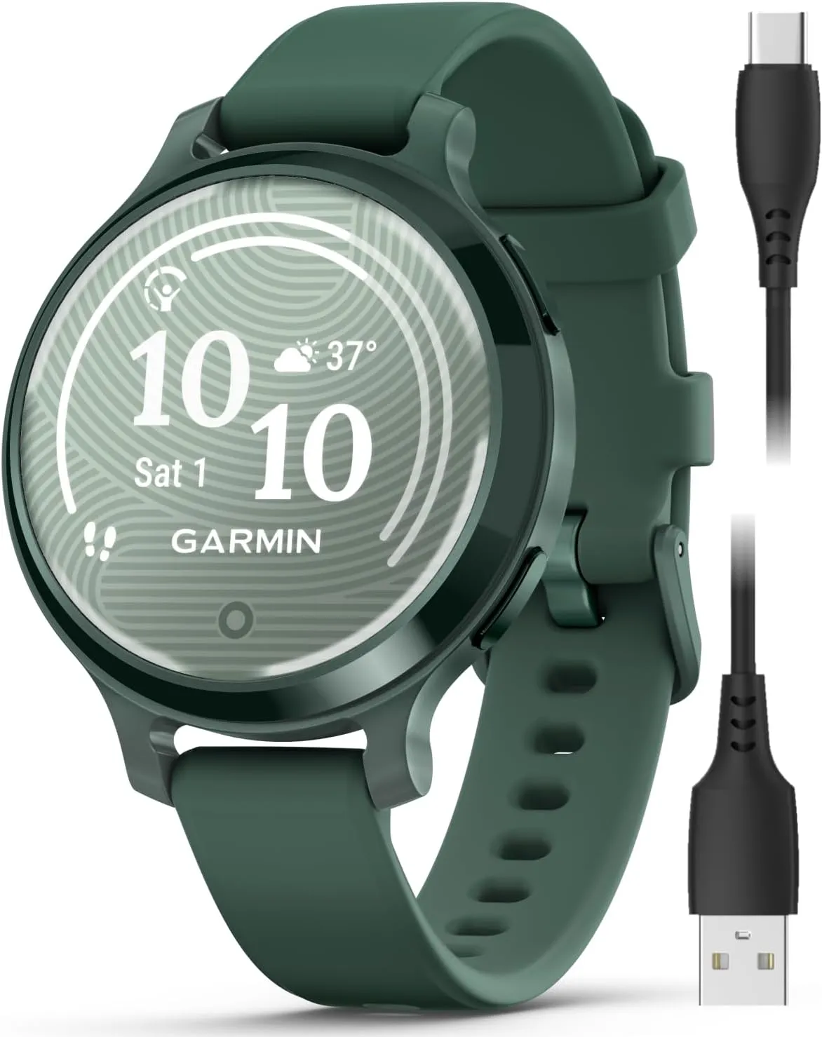 Hidden Display, Patterned Lens, Up to 9 Days Battery bluish preference frivolous formulate Life w Power Bank Bundle Wearable4U Garmin Lily 2 Active, Jasper Green with Jasper Green Silicone Band, Smartwatch, Built-in GPS, 