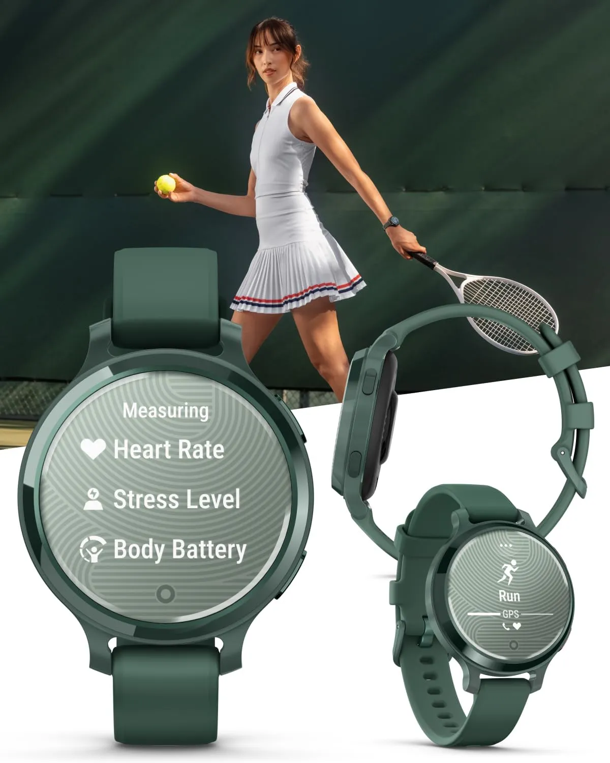 Hidden Display, Patterned Lens, Up to 9 Days Battery bluish preference frivolous formulate Life w Power Bank Bundle Wearable4U Garmin Lily 2 Active, Jasper Green with Jasper Green Silicone Band, Smartwatch, Built-in GPS, 