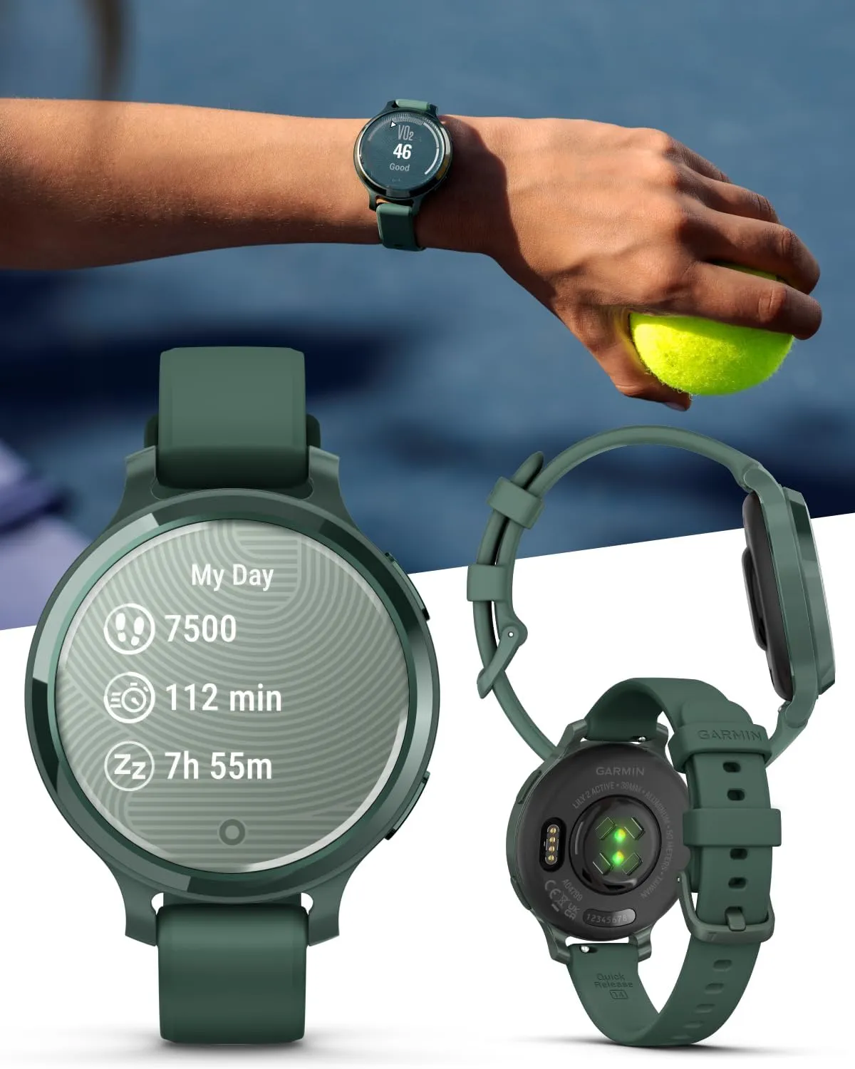 Hidden Display, Patterned Lens, Up to 9 Days Battery bluish preference frivolous formulate Life w Power Bank Bundle Wearable4U Garmin Lily 2 Active, Jasper Green with Jasper Green Silicone Band, Smartwatch, Built-in GPS, 