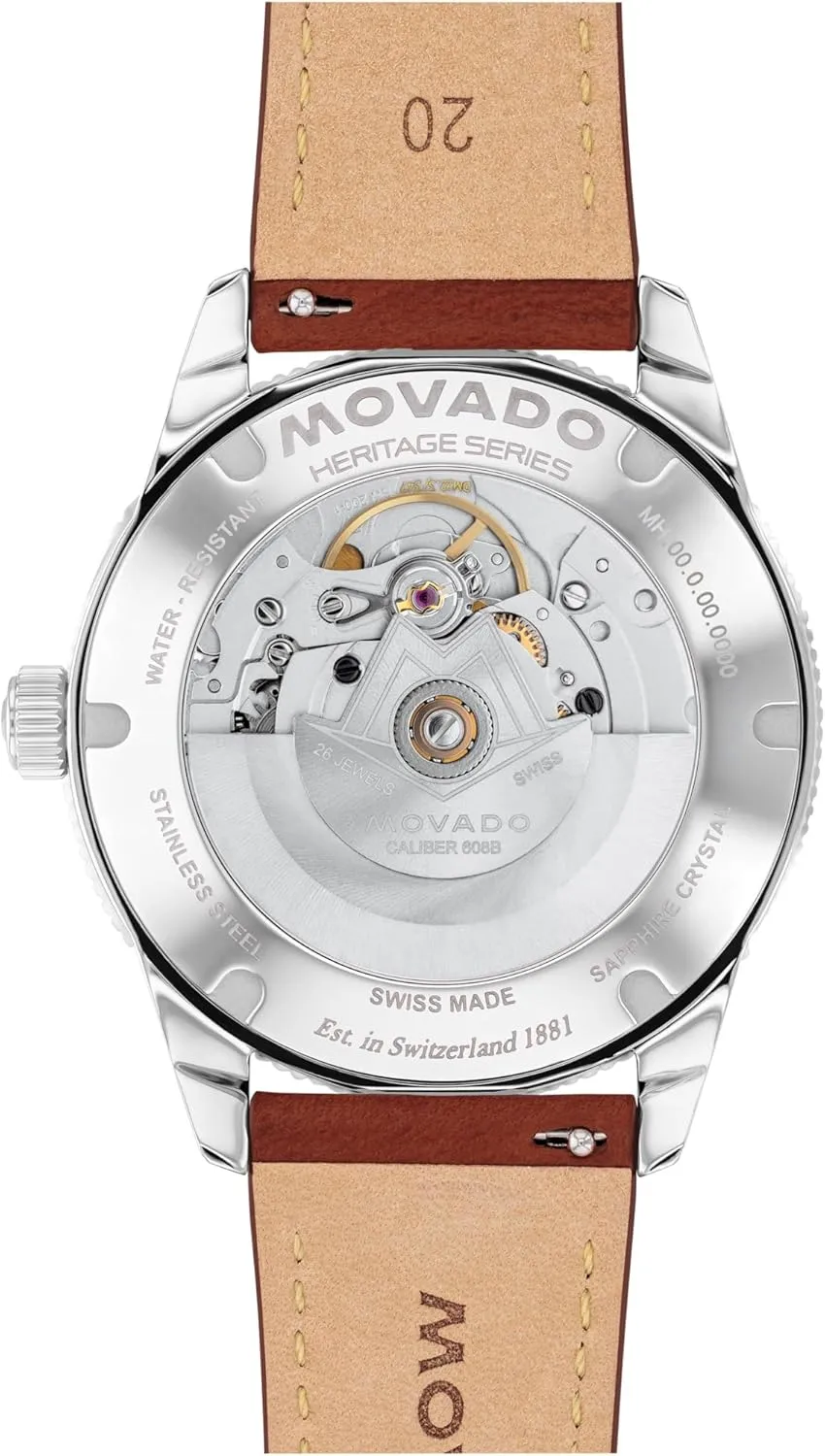 Him woody midair affect peruvian metropolitan - 40mm Movado Heritage Calendoplan S Men's Luxury Automatic Watch - Swiss Self-Winding Movement, Leather Strap, Water Resistance 100 Meters (10ATM) - Classic Mechanical Timepiece - Gift for 