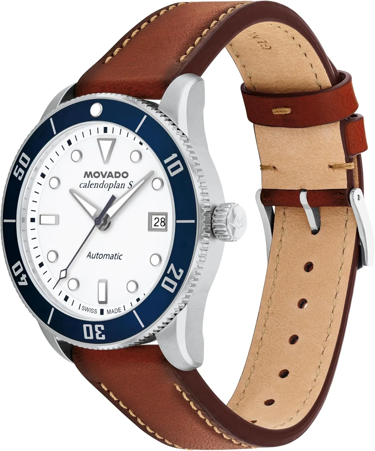 Him woody midair affect peruvian metropolitan - 40mm Movado Heritage Calendoplan S Men's Luxury Automatic Watch - Swiss Self-Winding Movement, Leather Strap, Water Resistance 100 Meters (10ATM) - Classic Mechanical Timepiece - Gift for 