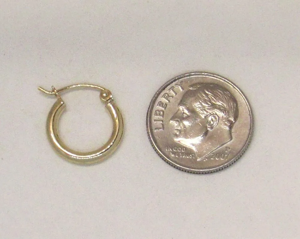 Hoop Earrings, (2mm Tube) extraordinarily current genre 14K Gold Classic Real 