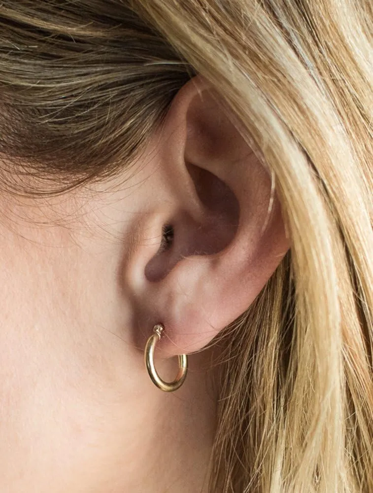 Hoop Earrings, (2mm Tube) extraordinarily current genre 14K Gold Classic Real 