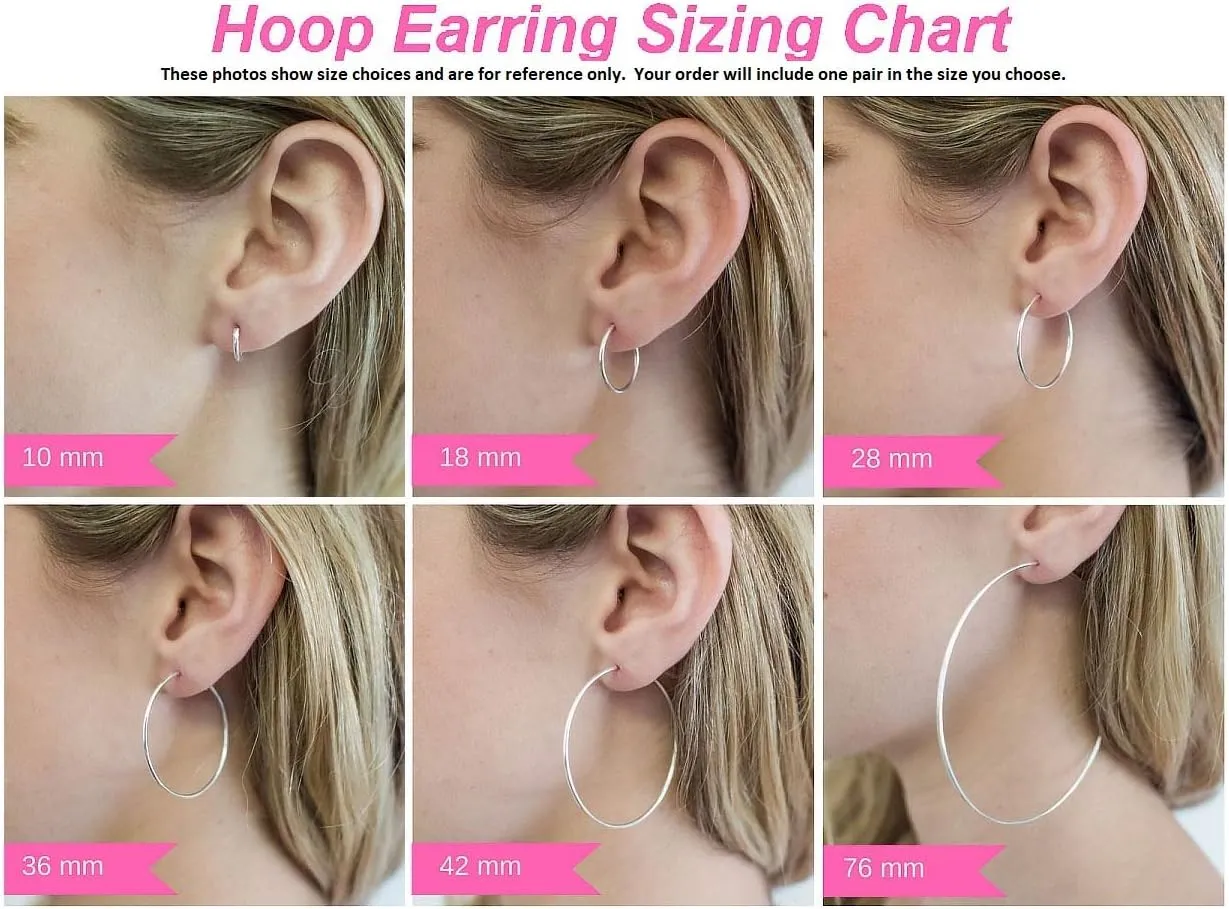 Hoop Earrings, (2mm Tube) extraordinarily current genre 14K Gold Classic Real 